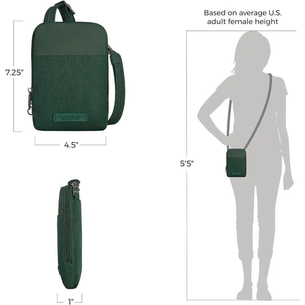 Women's Forest Heather Polyester Anti-Theft Metro Stadium Mini Imported Zipper